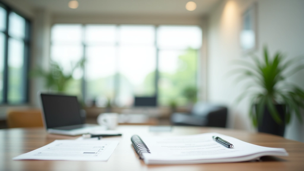 Professional real estate office environment with modern workspace showing property listings and market analysis tools